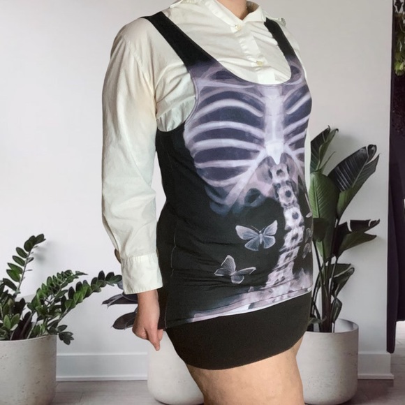 X Ray Skeleton Butterflies Unisex Oversized Lightweight Tank Top Small - Picture 3 of 10